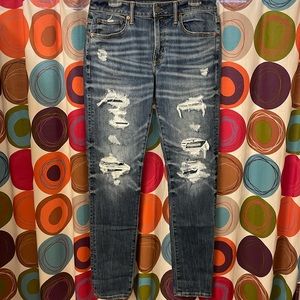 Distressed American Eagle Men’s Dark Blue Skinny Jeans
